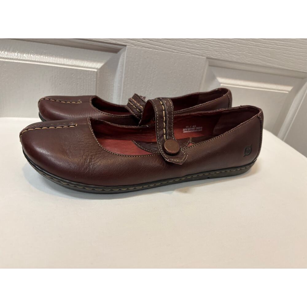 Maroon Leather Mary Jane Flats Women’s Comfort Shoes Round Toe Casual Size 11 - Picture 3 of 10